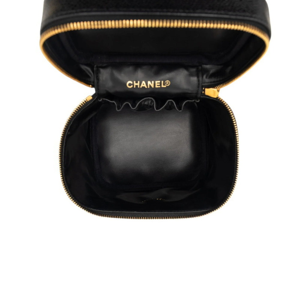 CHANEL Black Caviar Leather Logo Vanity Bag - Picture 4 of 6